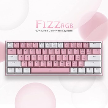 Redragon K617 Fizz 60% verkabelte RGB Gaming Tastatur - Kompaktes mechanisches Keyboard mit Linearen Roten Schaltern