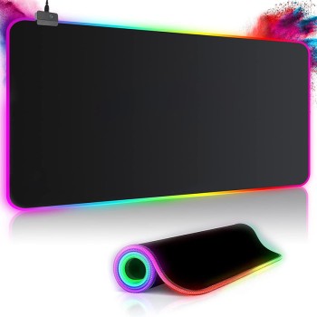 XXL Gaming Mauspad RGB - 800 x 300 mm, 14 Beleuchtungsmodi, Wasserdicht, Schwarz