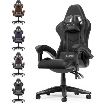 bigzzia Ergonomischer Gaming-Stuhl - Komfort für Gamer. Lendenkissen + Kopfstütze inklusive.